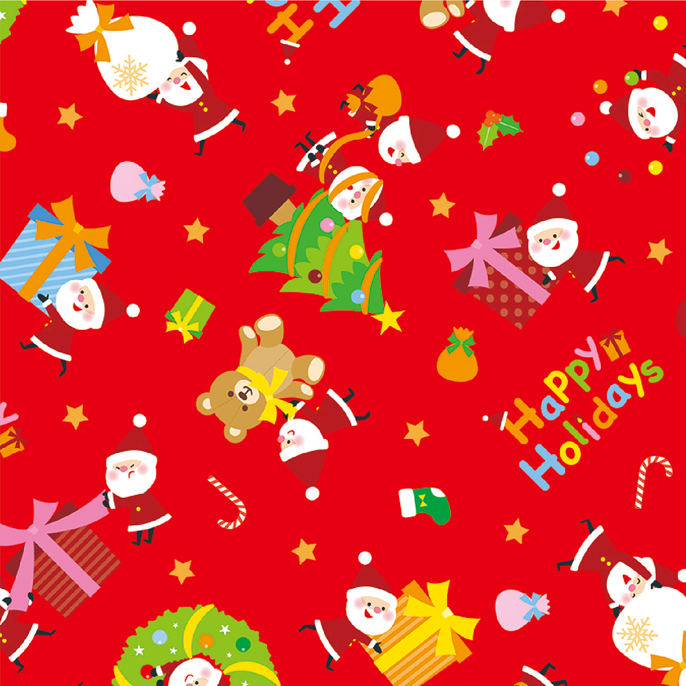 クリスマス包装紙10枚巻き リトルサンタ赤 全判 | ササガワオンラインショップ